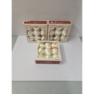 Lot Of 3 VTG Pyramid Unbreakable Satin Sheen White Ornaments